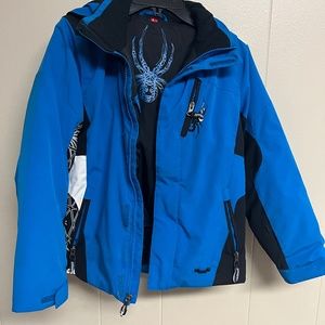 Boys Youth size 10 Blue and Black Spyder Ski Jacket